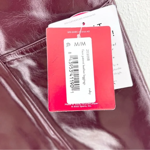 NWT Spanx Faux Leather Leggings Ruby Medium - Picture 4 of 6